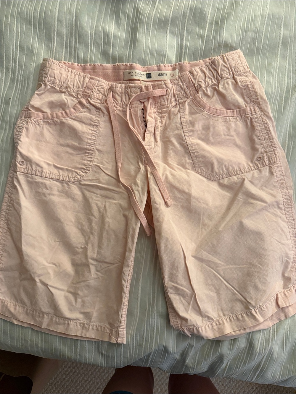 Light Pink Drawstring Cotton Shorts